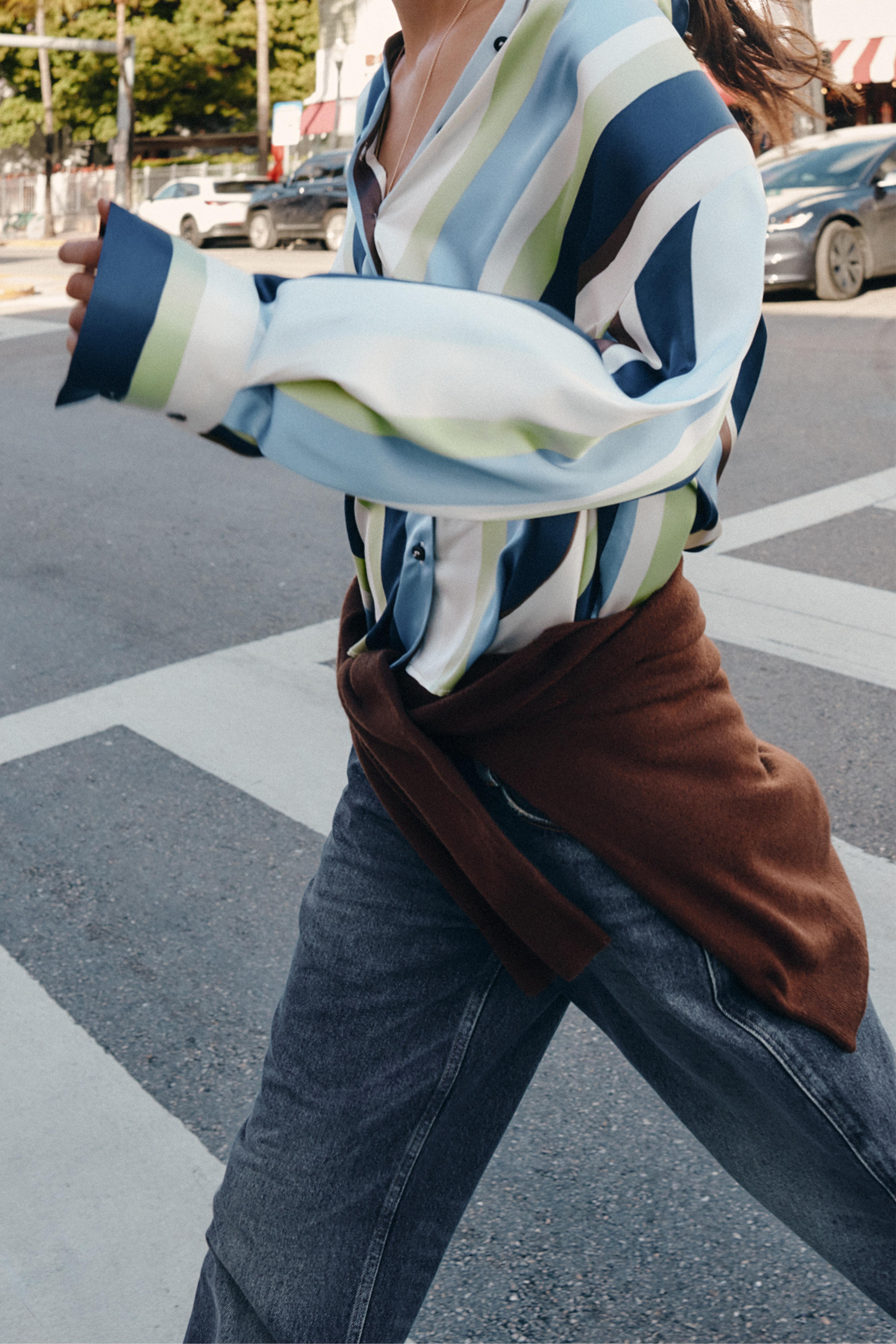 STRIPED SATIN EFFECT SHIRT